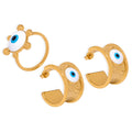 Gold Hammered Evil Eye Hoop Earrings And Beaded Eye Rings view 5