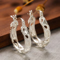 Filigree Openwork Oval Hoop Earrings Four Metal Finishes view 1