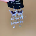 Butterfly Crystal Waterfall Hook Earrings Three Colors view 8