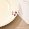 Green and White Pave Ball Double-Ended Stud Earrings view 4