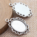 Beaded Oval 13 x 18 mm Pendant Setting in Silver Tone view 2