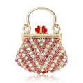 Crystal Handbag Brooch With Red Clasp in Pink or Blue view 5