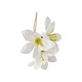 White Fabric Lily U Pin Hair Accessory Gold Tone Prongs view 5