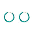 Turquoise Look Beaded Extra Large Classic Hoop Earrings view 5
