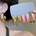 Mixed Color C Shaped Hoop Earring Sets in Three Styles view 2