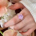 Clear Bead Stretch Flower Rings Purple Or Light Blue view 3