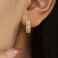 Pave Zircon Wide Huggie Hoop Earrings Gold Steel Multicolor view 3