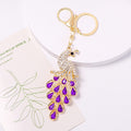 Rhinestone Peacock Keychain Teardrop Tail Gold Clasp Six Colors view 2