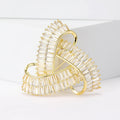 Interlocking Geometric Brooch With Rows of Clear Crystals view 2