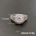 Silver Tone Square Clear Stone Halo Split Shank Ring view 4