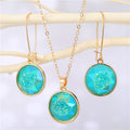 Gold Tone Round Druzy Necklace and Long Hook Earring Options view 4