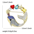Gold Crystal Whale Brooch Blue Pavé Multicolor Gems view 6