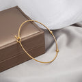 Gold Open Adjustable Bangle Bracelet Two Sliding Balls view 2