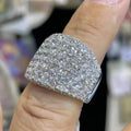 Square Pave Extra-Wide Signet Statement Ring In Polished Silver Tone view 1