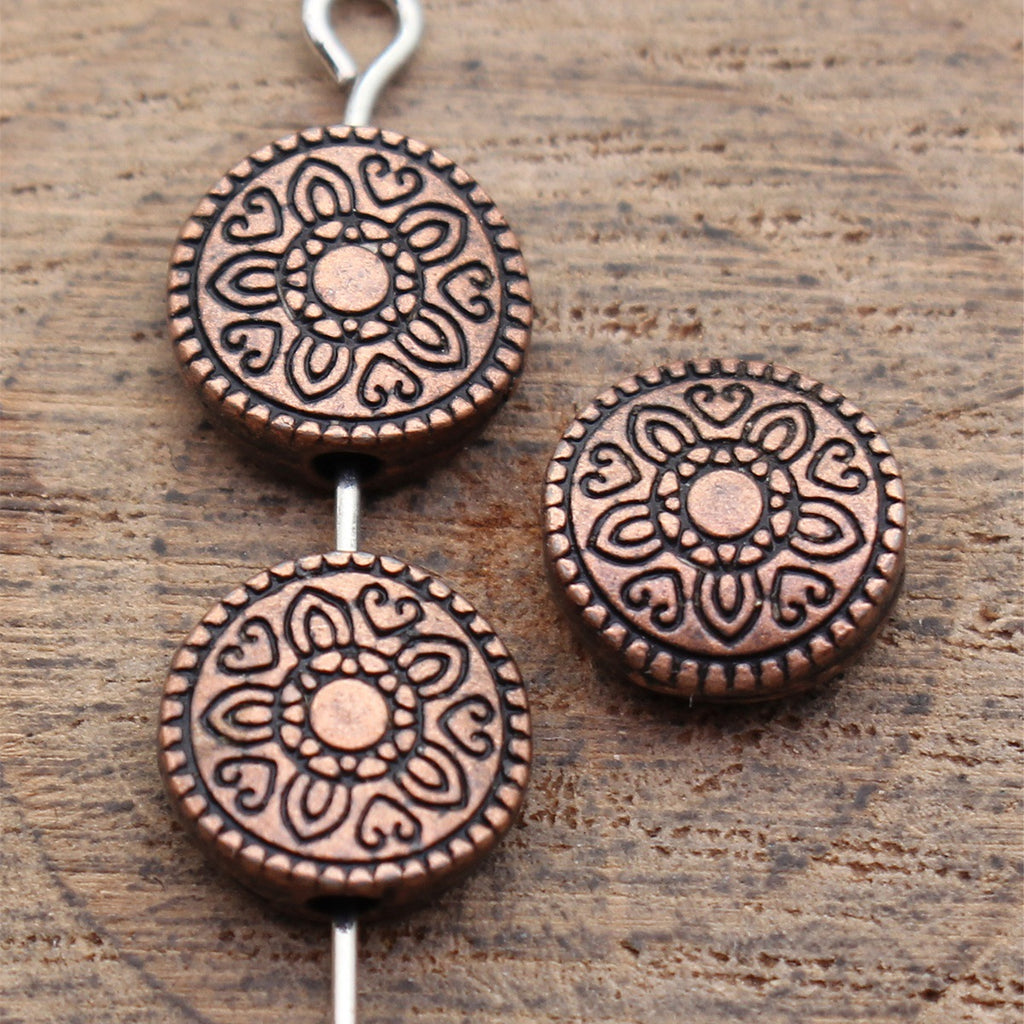 9.8x9.7x3.4mm 1.1g Multi-Color Zinc Alloy Carved Round Flat Spacer Beads for DIY Bracelet Jewelry