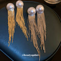 Pearl Top Chain Fringe Drop Earrings For Women Jewelry view 3