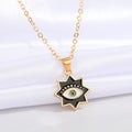Gold Tone Enamel Evil Eye Pendant Necklaces in Five Shapes and Colors view 8