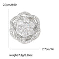 Round Crystal Flower Brooch with Layered Petals Decorative Metal Pin view 7
