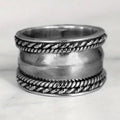 Hammered Rope-Edge Wide Band Rings In Three Metal Tones view 7