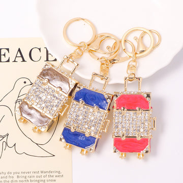 Rhinestone Suitcase Keychain Travel Luggage Charm 3 Colors