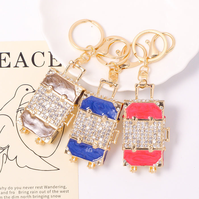 Rhinestone Suitcase Keychain Travel Luggage Charm 3 Colors