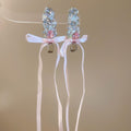 Rhinestone Ribbon Bow Duckbill Hair Clips Purple Pink view 7