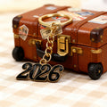Black Enamel 2026 Numeral Keychain Gold Split Ring Chain view 3