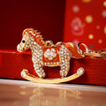 Gold Tone Crystal Rocking Horse Keychains with Braided Straps view 8
