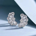 Crescent Floral Clear Stone Cluster Stud Earrings In Silver Tone view 2