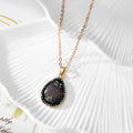 Gold Tone Teardrop Pressed Flower Pendant Necklaces in Five Designs view 5