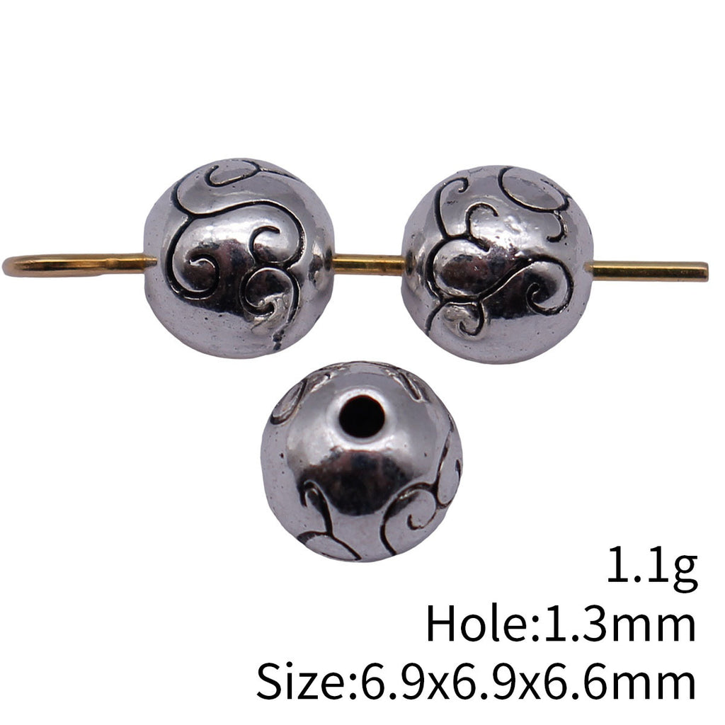 6.9x6.9x6.6mm 1.1g Antique Silver Zinc Alloy Vine Texture Spacer Beads for Bracelet Jewelry Making