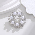Gold Tone Open Ring Matte Pearl Look Two Designs Metal Brooch Pin view 5