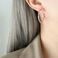 Bamboo Segment Open C Hoop Earrings Gold or Steel Tone view 6
