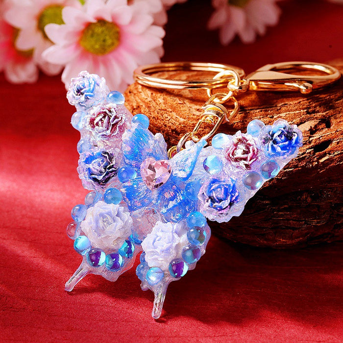 Rose-Covered Butterfly Keychains in Nine Color Combinations