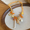 Shell Starfish Beaded Bracelet Orange Fish Charm Necklace view 2