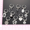 Silver Hoop Charm Earrings Smiley Globe Eye 10 Styles view 5