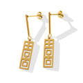 Geometric Cutout Rectangle Drop Bar Stud Earrings Metal view 5
