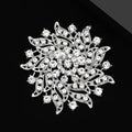 Crystal Sunburst Flower Brooch In 2 Styles With Polished Metal Details view 2