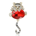 Jeweled Tiger Brooch With Oval Crystal Body in Four Colors view 1