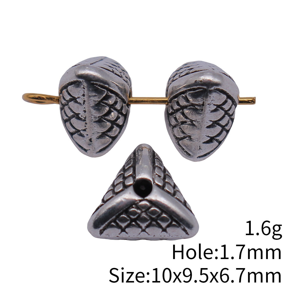 10x9.5x6.7mm 1.6g Multicolor Zinc Alloy Triangle Textured Spacer Beads for Bracelet Jewelry Making