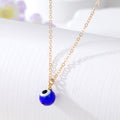 Gold Tone Round Glass Evil Eye Pendant Necklaces in Eight Colors view 7