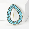 Open Teardrop Beaded Brooch in Turquoise Blue and Red view 4