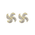 Two Tone Clear Look Pinwheel Flower Statement Stud Earrings view 5