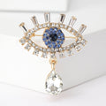 Gold Evil Eye Brooch Rhinestone Lashes Teardrop Drop Pin view 7