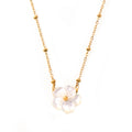 Gold Satellite Chain Shell Flower Pendant Necklace view 5