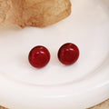 Simple Translucent Burgundy Large Round Statement Stud Earrings view 4