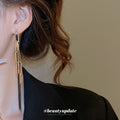 Long Link and Fine Chain Tassel Stud Earrings Jewelry view 3