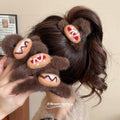 Brown Plush Hair Claw Clips With Felt Bread Motifs view 2