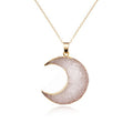 Gold Tone Crescent Moon Crystal Cluster Pendant Necklaces in Three Colors view 7