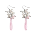Silver-Tone Pearl Pink Teardrop Cluster Hook Earrings view 5